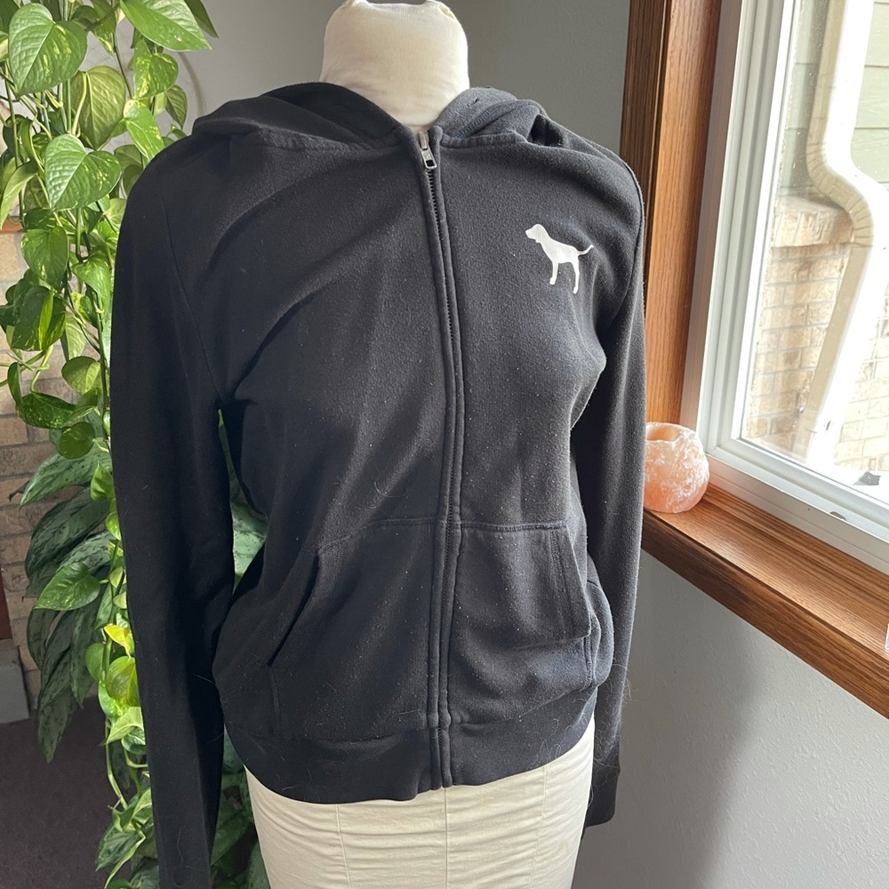 PINK black zip up jacket